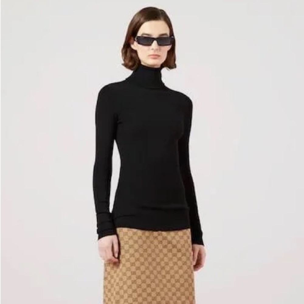 NWT Gucci XL Cashmere fine rib black turtleneck sweater - Picture 6 of 16